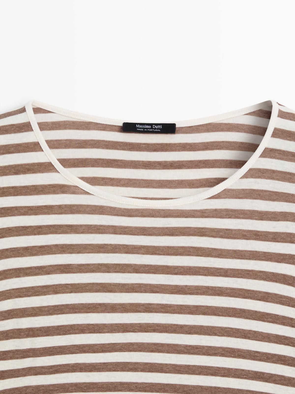 마시모두띠 스트라이프 코튼 긴팔 티셔츠 6845/120 BEIGE MARL - 상세 이미지 5