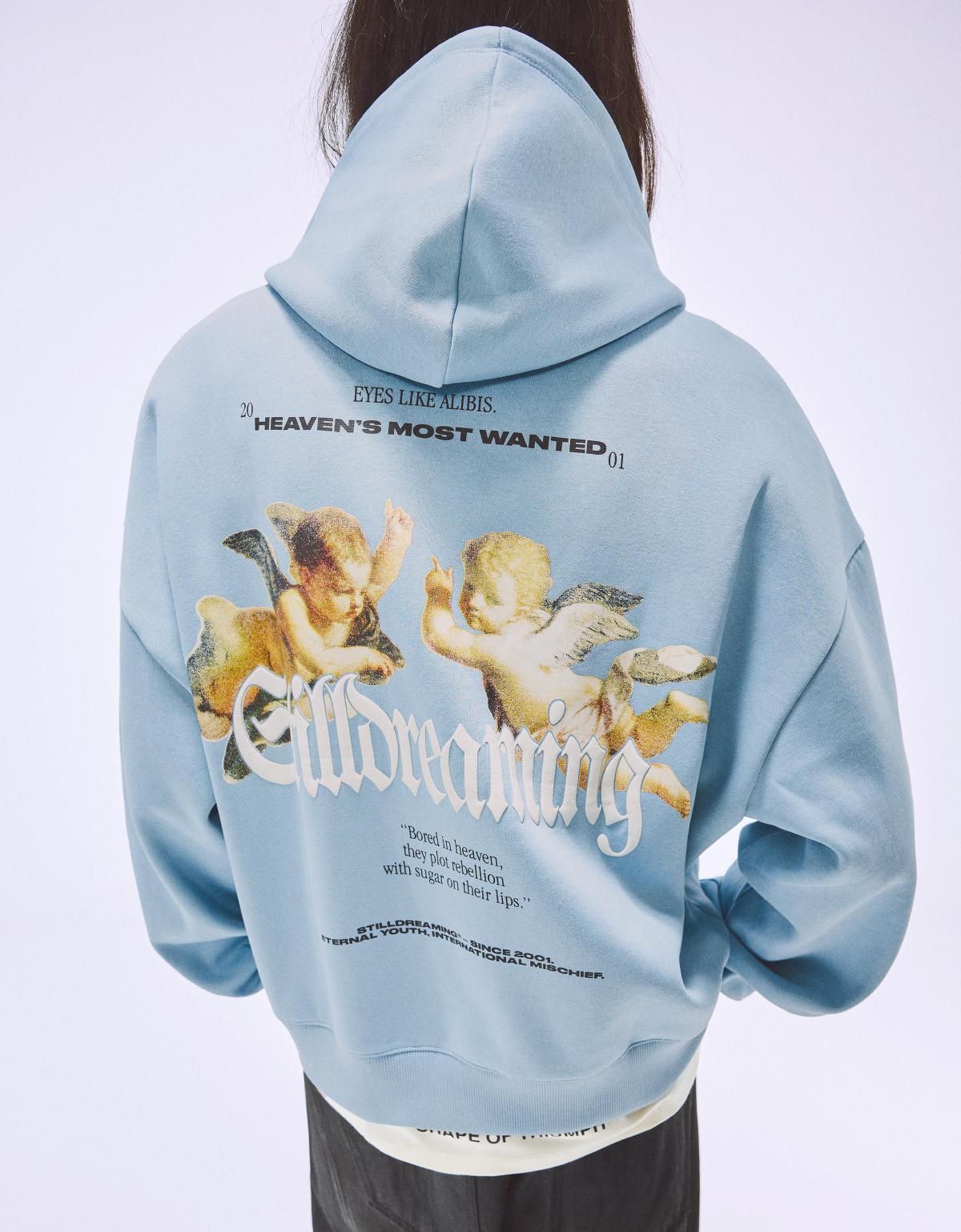 버쉬카 박시핏 프린트 후드 스웨트셔츠 6870/190 LIGHT BLUE 이미지 7