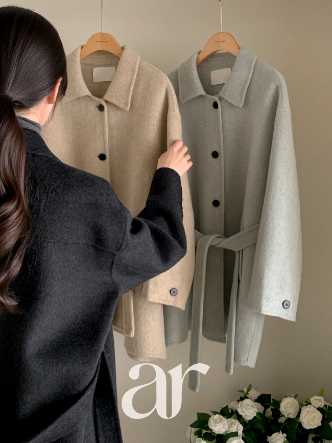 [울함유] 울 싱글 핸드메이드 하프 코트 ct1671