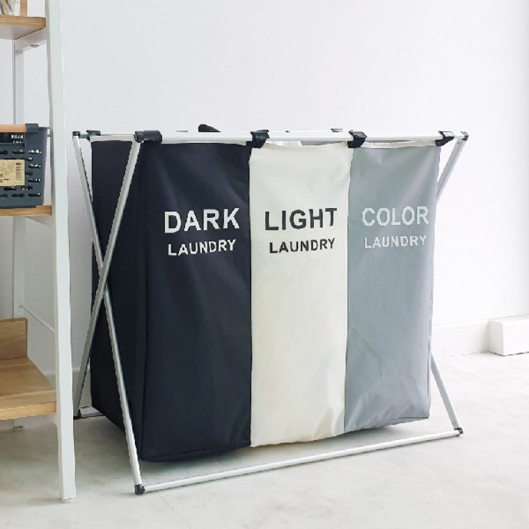 빨래통 바구니 세탁바구니 분리수거함 겸용 3단빨래정리함 - 상품 이미지