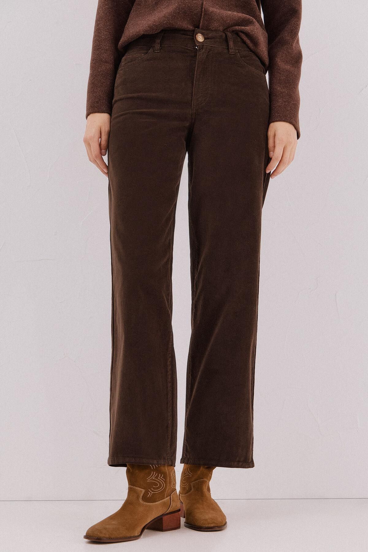 꼬르떼피엘 벨벳 하이웨이스트 와이드 팬츠 브라운 8722338 MARRON OSCURO - 상품 이미지