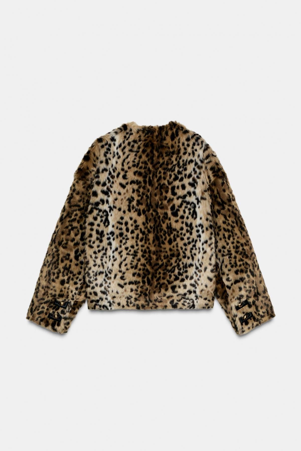 자라 애니멀 프린트 페이크퍼 라운드넥 자켓 8490/241 LEOPARD 이미지 7