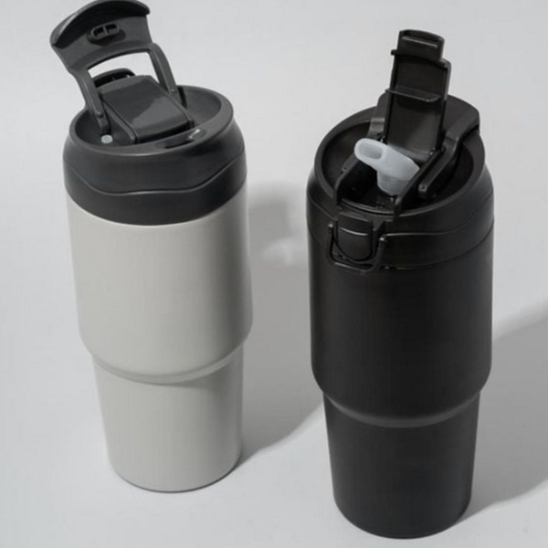 550ml 이중 스테인레스 텀블러 스트로우 빨대형 텀블러 휴대용 보냉 보온 - 메인 이미지