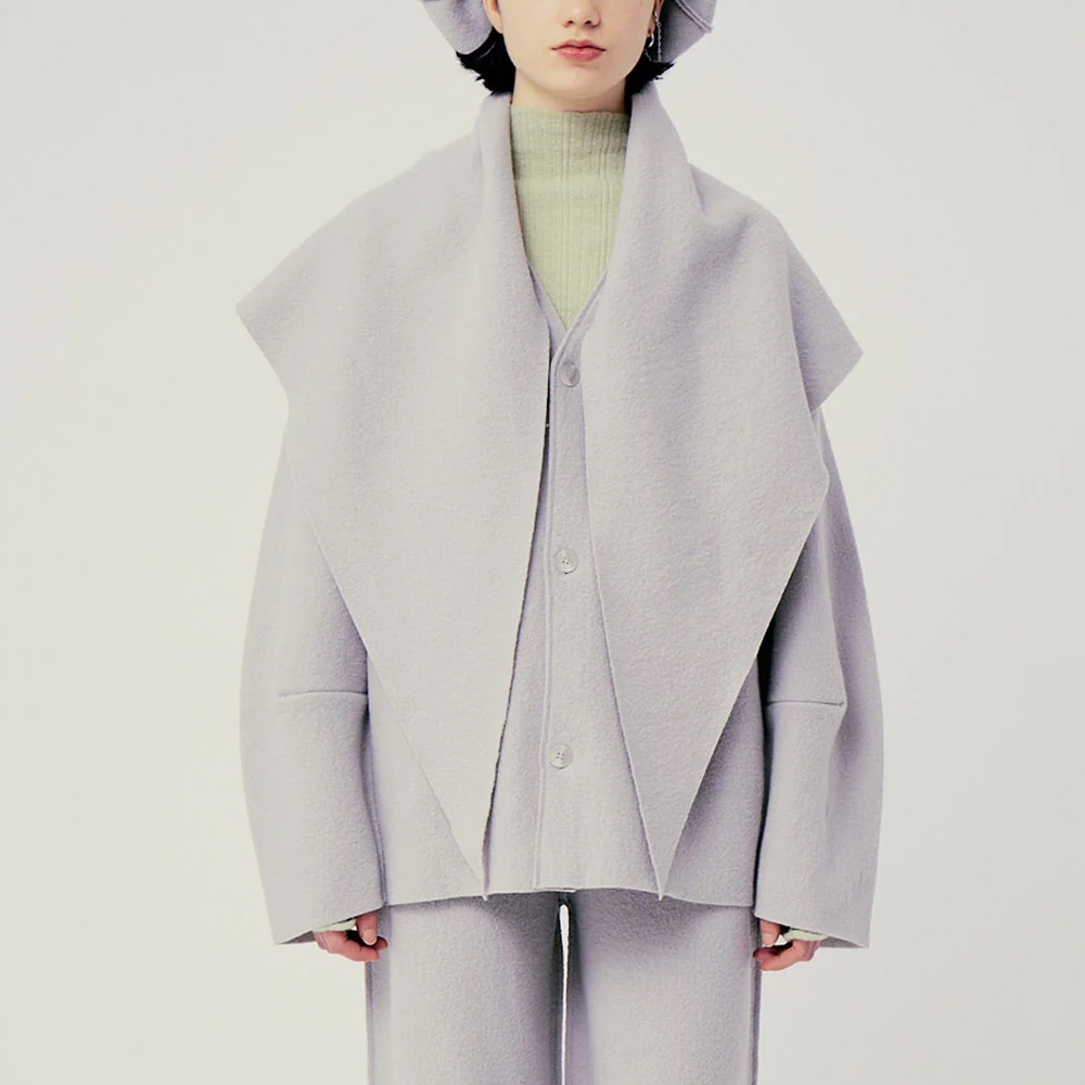 루스 여성 MANTELLO 펠티드 메리노 울 가디건 자켓 MANTELLO CEMENT FW24BL03C - 상세 이미지 3