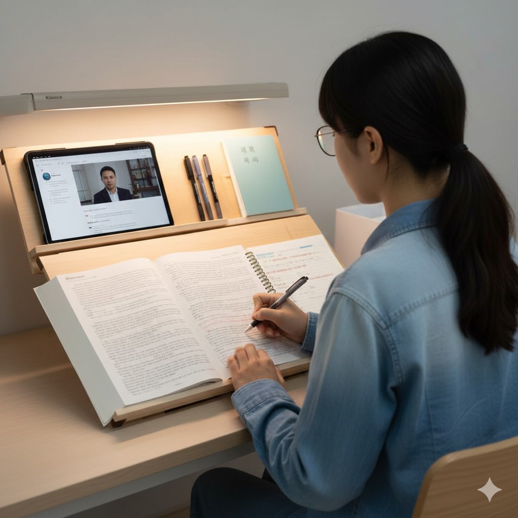 위즈 2단독서대 루미60 필기용 원목 책받침대 각도조절 독서받침대 북스탠드 제품 이미지