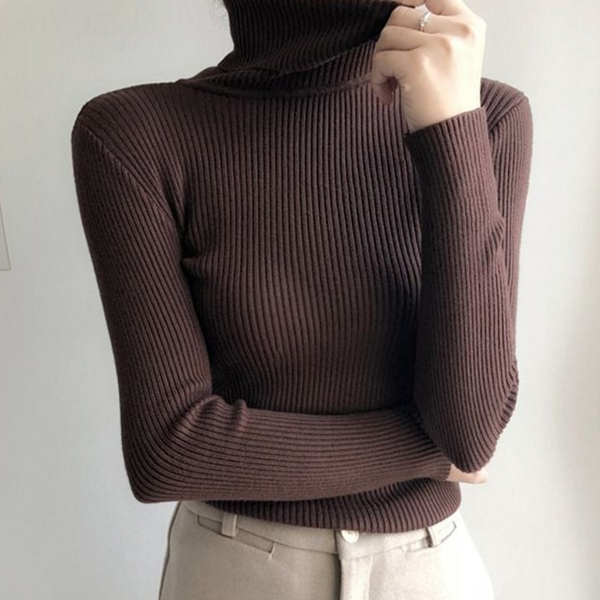 골지 여성 긴 팔 티셔츠 터틀넥 여자 겨울 이너 목폴라 - 상품 이미지