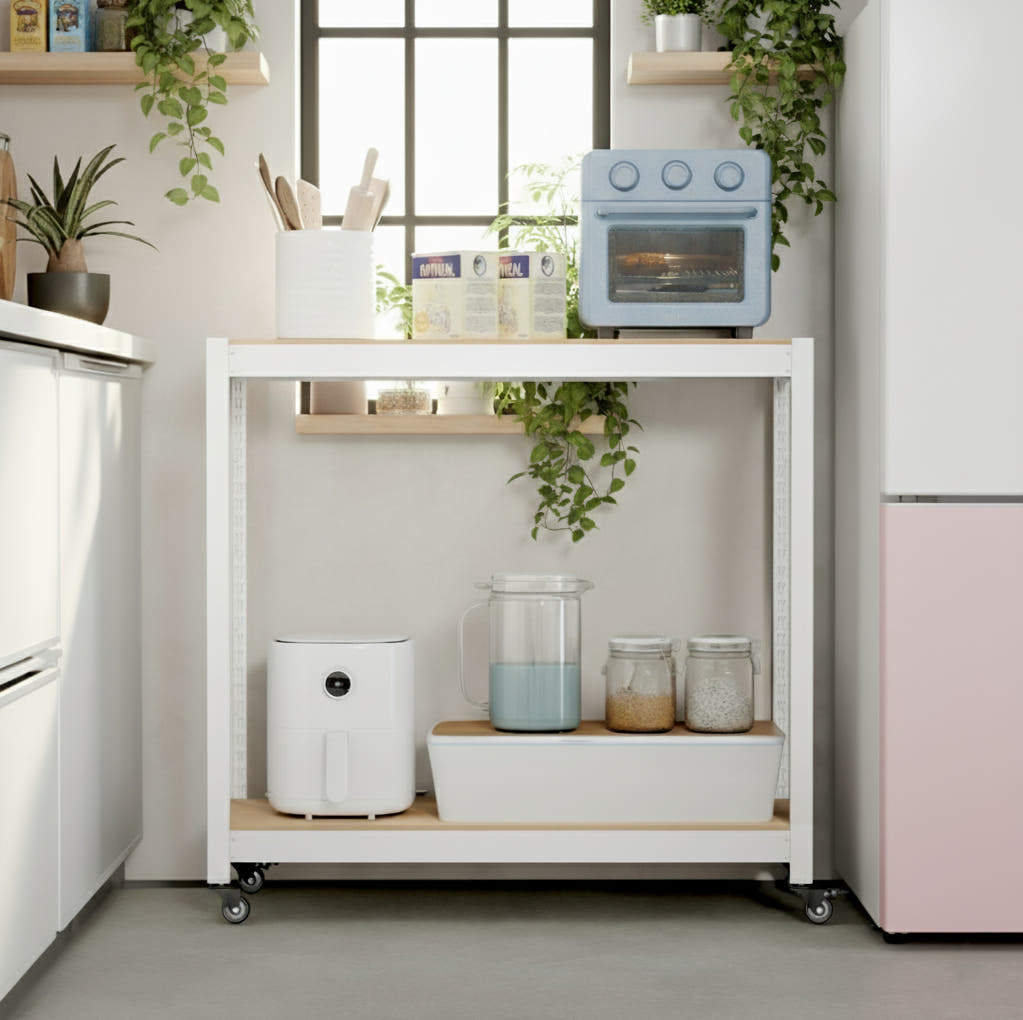 홈던트하우스 바퀴선반 이동식 서빙카트 수납장 주방선반 베란다 400x400x600 2단