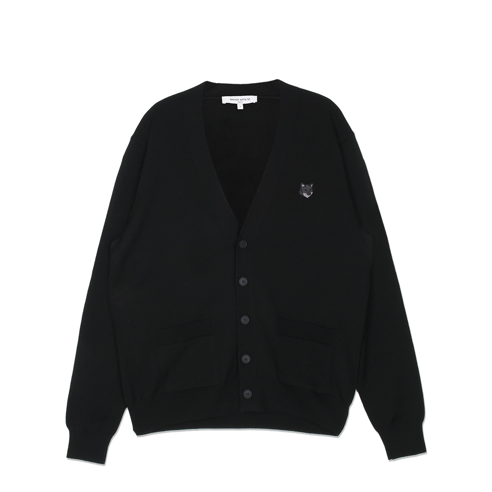 메종키츠네 가디건 볼드 폭스 헤드 패치 레귤러 남성 블랙 MM00509KT1036-P199 - 상세 이미지 2