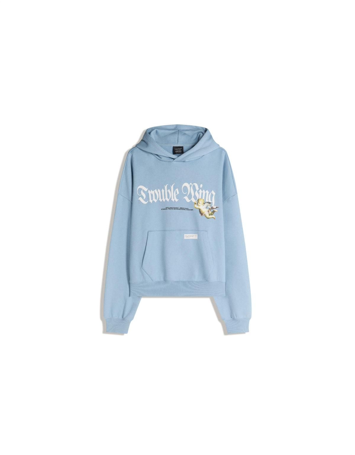 버쉬카 박시핏 프린트 후드 스웨트셔츠 6870/190 LIGHT BLUE - 상세 이미지 2