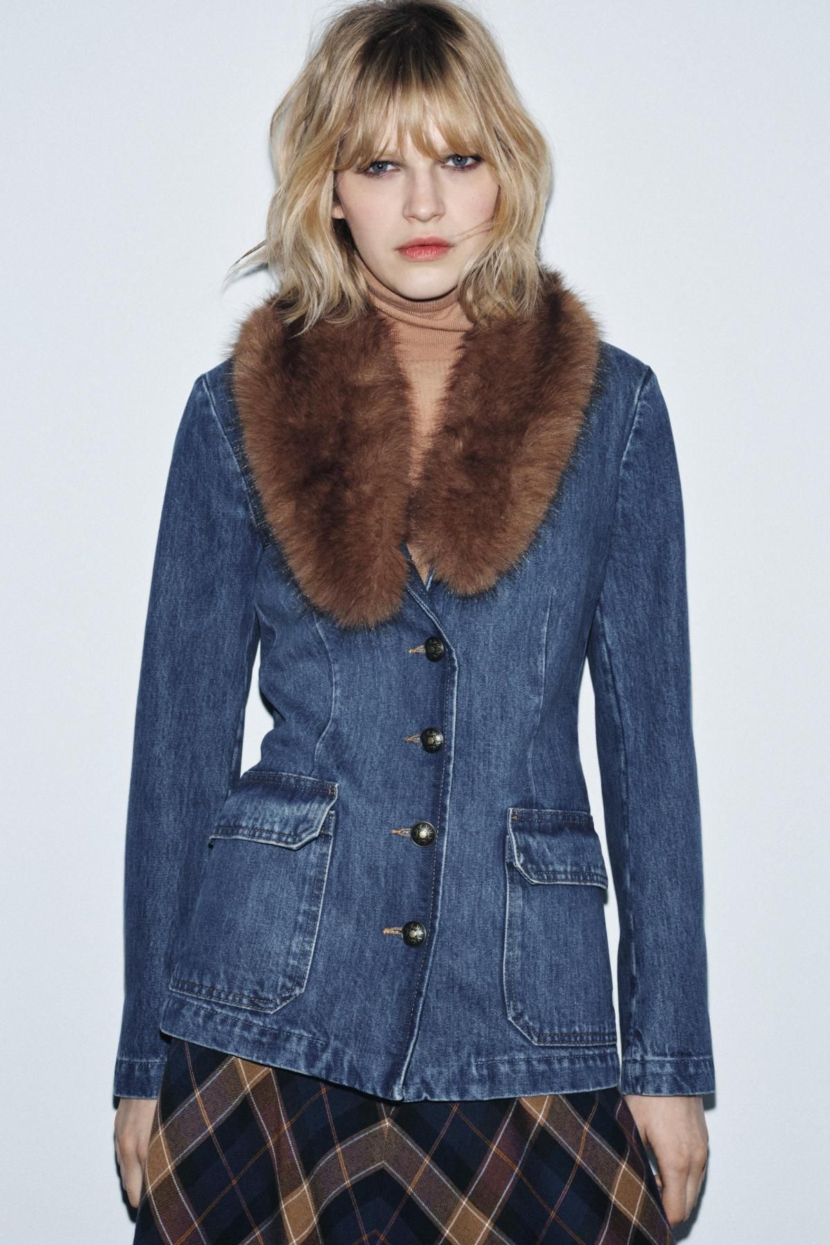 자라 데님 퍼카라 테일러드 재킷 5216/272 BLUE - 상세 이미지 5