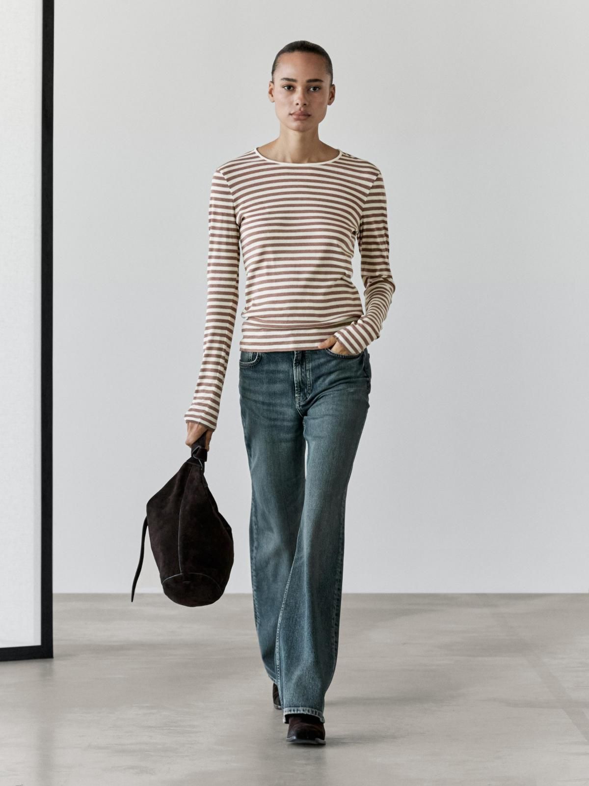 마시모두띠 스트라이프 코튼 긴팔 티셔츠 6845/120 BEIGE MARL - 상세 이미지 2