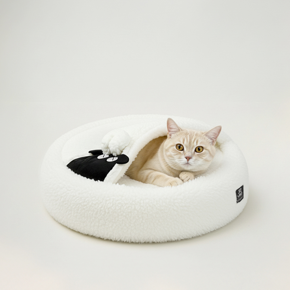 레토 고양이 하우스 숨숨집 강아지하우스 방석 도넛 양 쿠션 이미지 4