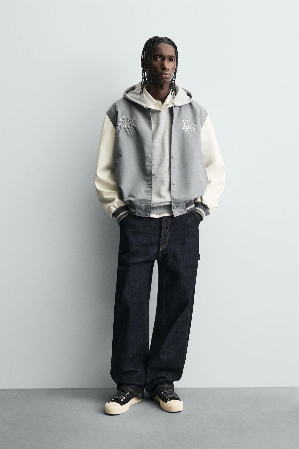 자라 테크니컬 배색 레더라이크 바시티 자켓 4391/392 BLUE GREY - 상세 이미지 2
