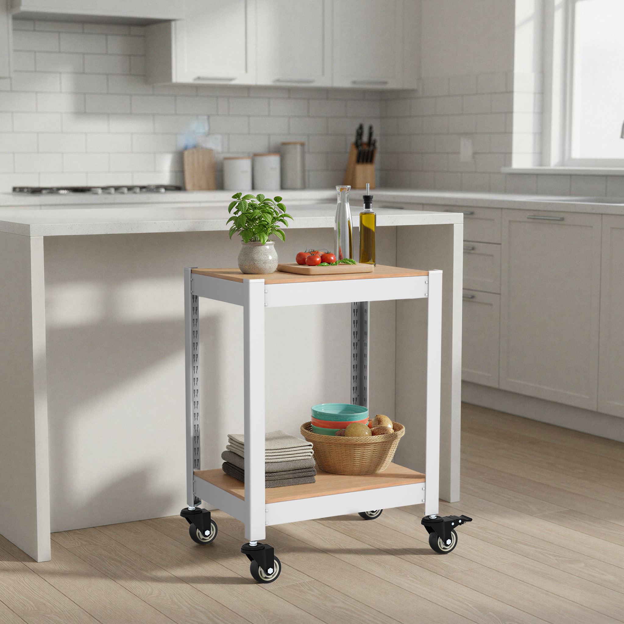 홈던트하우스 바퀴선반 이동식 서빙카트 수납장 주방선반 베란다 400x400x600 2단