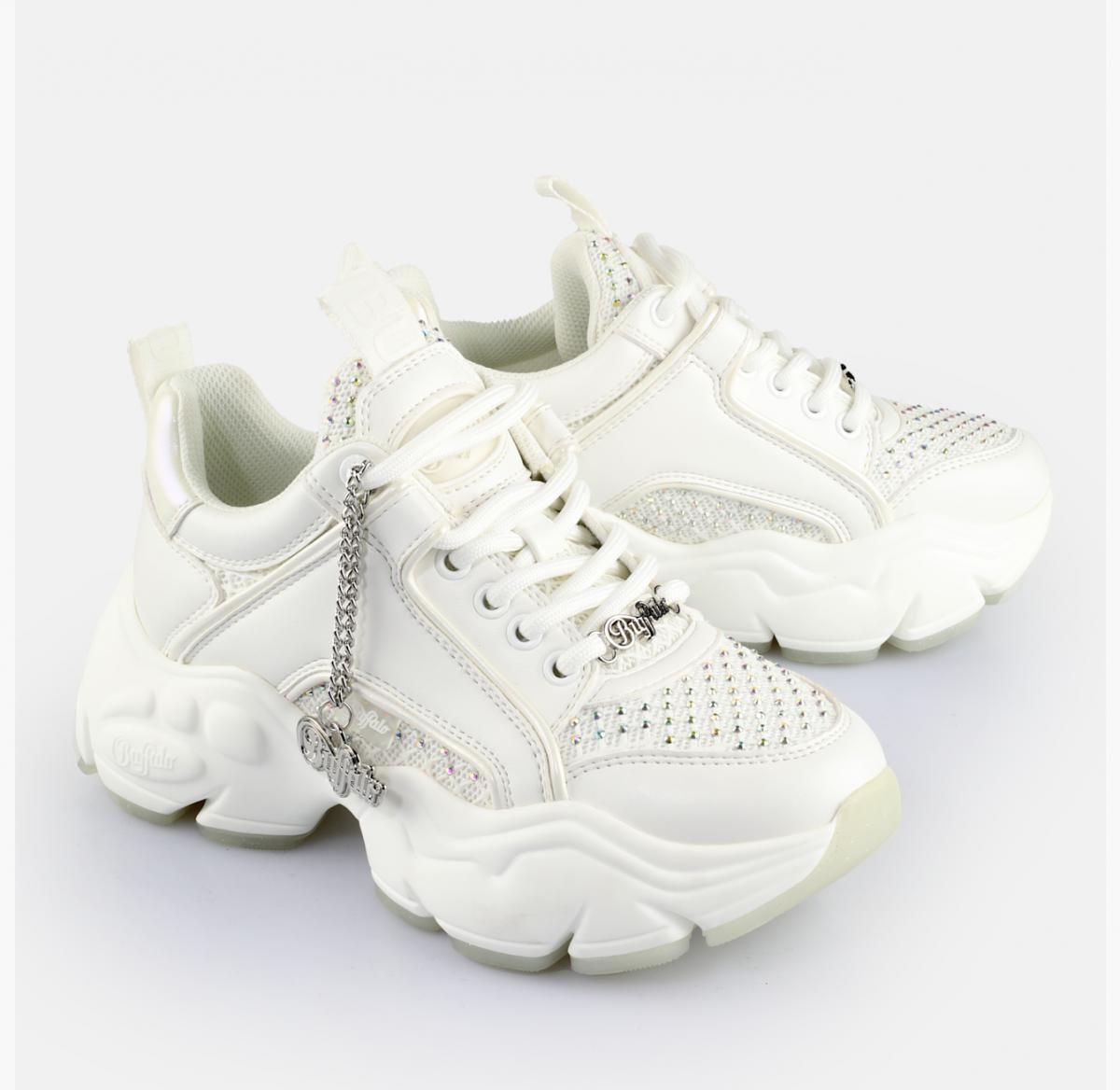 버팔로 비건 플랫폼 청키 스니커즈 화이트 메쉬 글램 02386159 WEISS/MULTICOLOR - 상세 이미지 3