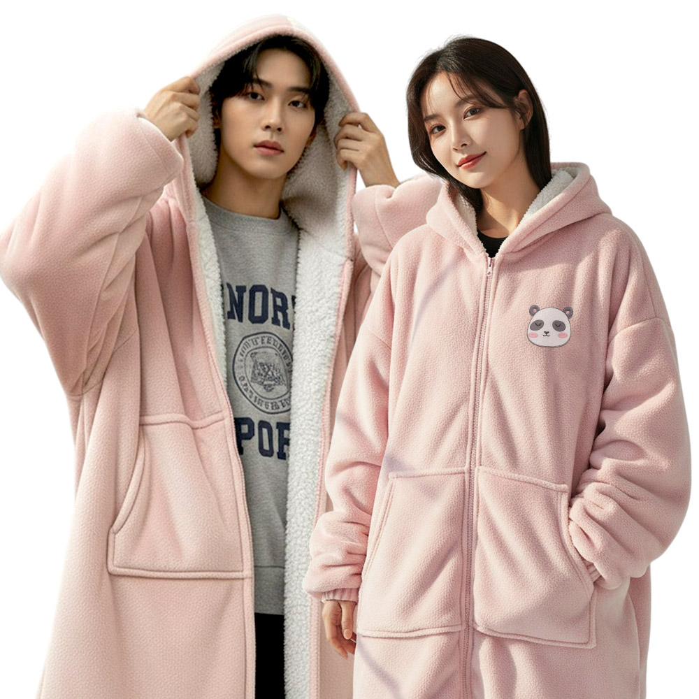 입는 담요 지퍼형 집순이 후드담요 입는이불 빅 후드 두꺼운 양털 캠핑 극세사 이불 밍크