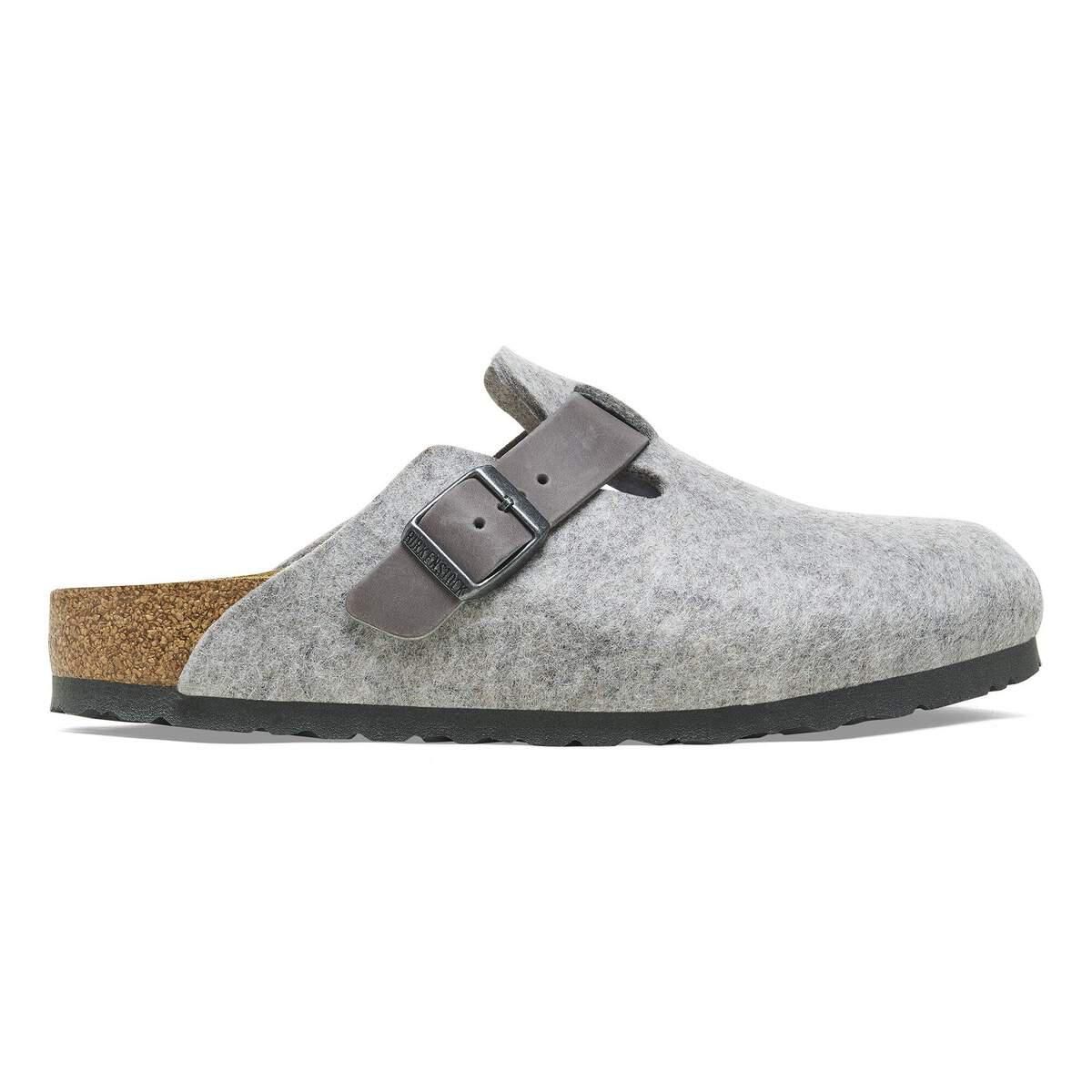 버켄스탁 클래식 컴포트 펠트 레더 버클 슬리퍼 1026149/1026163 LIGHT GRAY - 상품 이미지