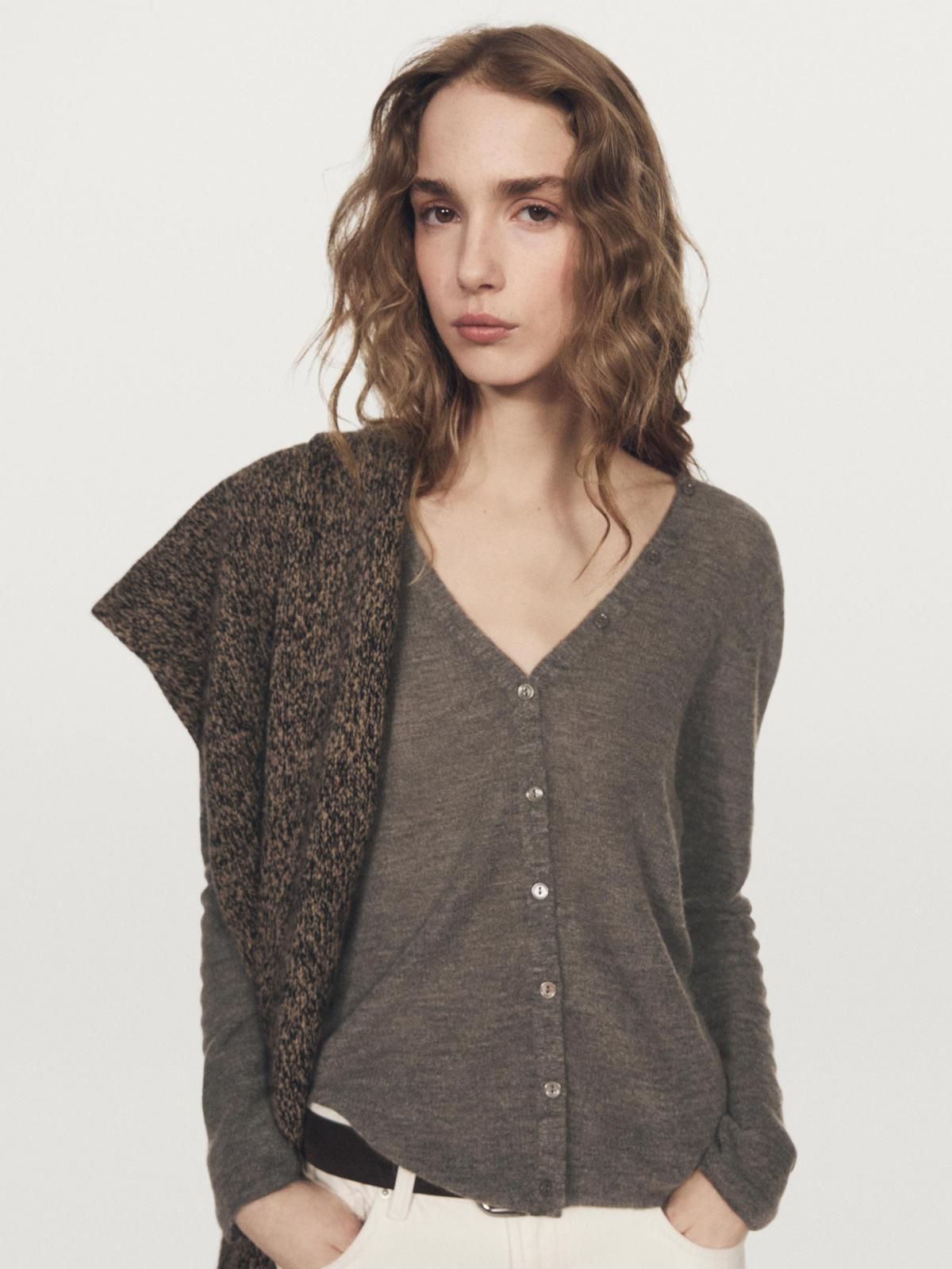 마시모두띠 울블렌드 브이넥 베이직 카디건 6246/525 MINK - 상세 이미지 3
