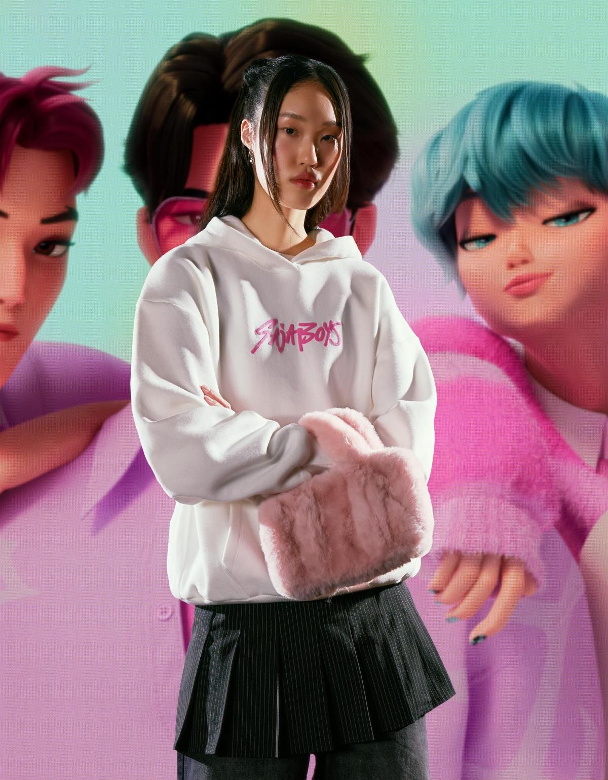 버쉬카 K팝 데몬헌터스 프린트 화이트 후드티 0978/033 CREAM - 상세 이미지 4