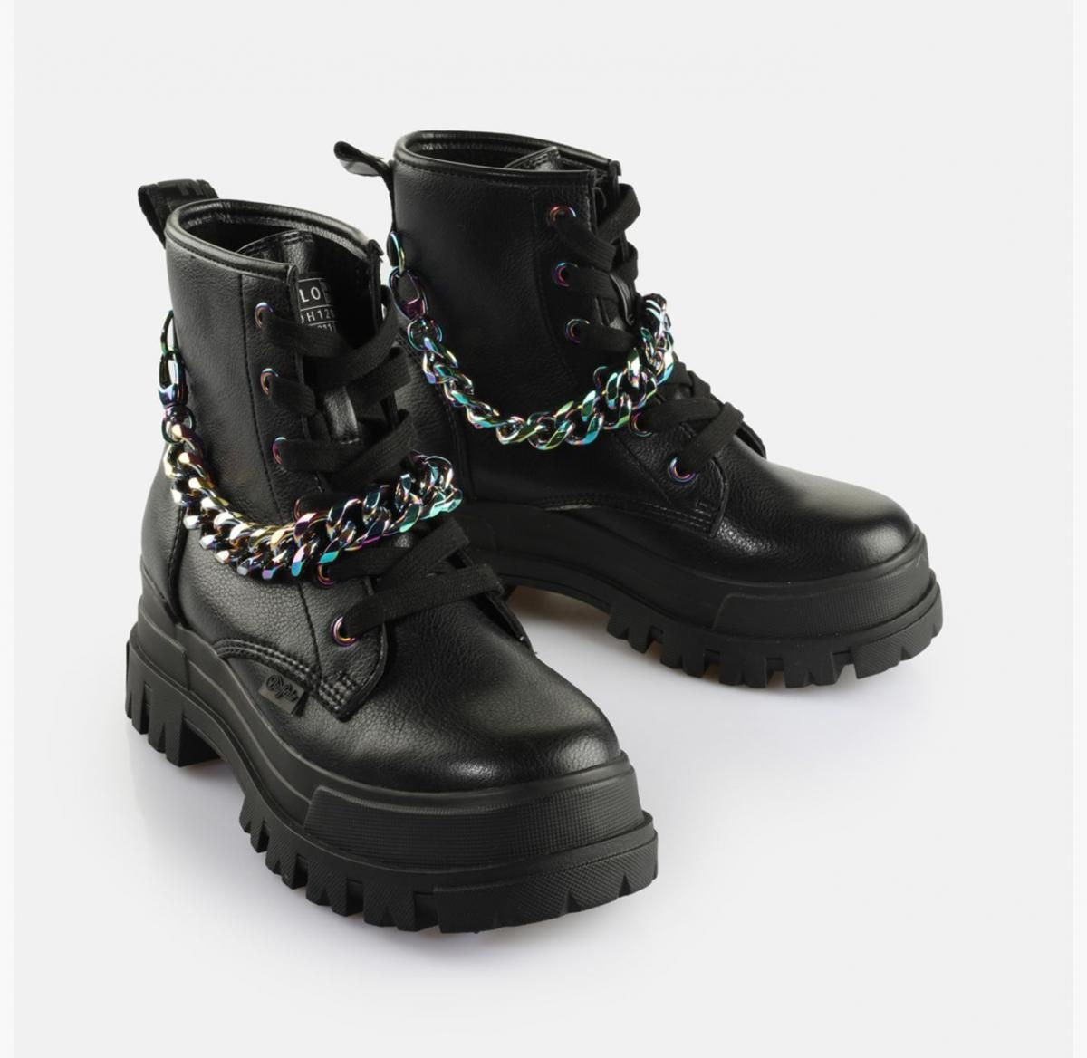 버팔로 플랫폼 체인 앵클부츠 블랙 비건 레더 02377075 SCHWARZ/MULTICOLOR - 상세 이미지 3