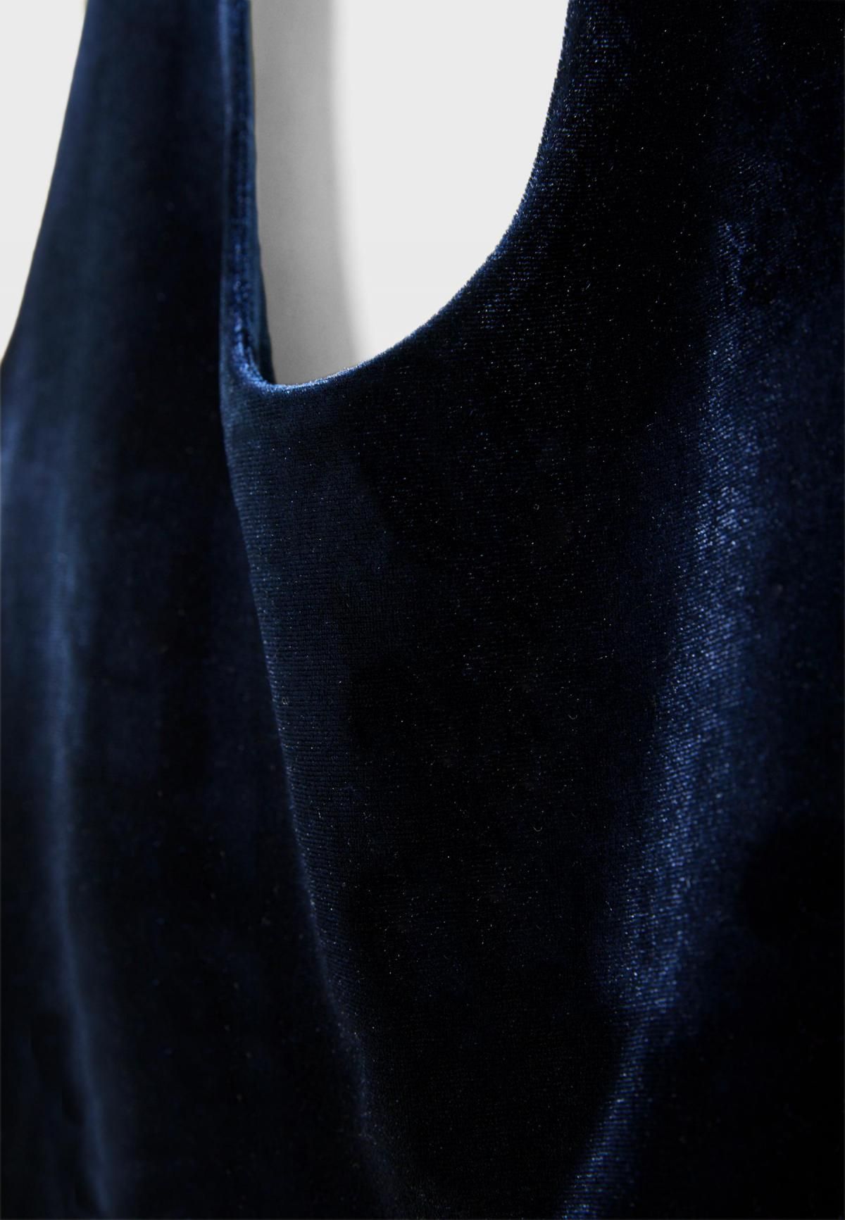 스트라디바리우스 벨벳 소프트 터치 홀터넥 민소매 탑 6782/981 NAVY BLUE - 상세 이미지 2
