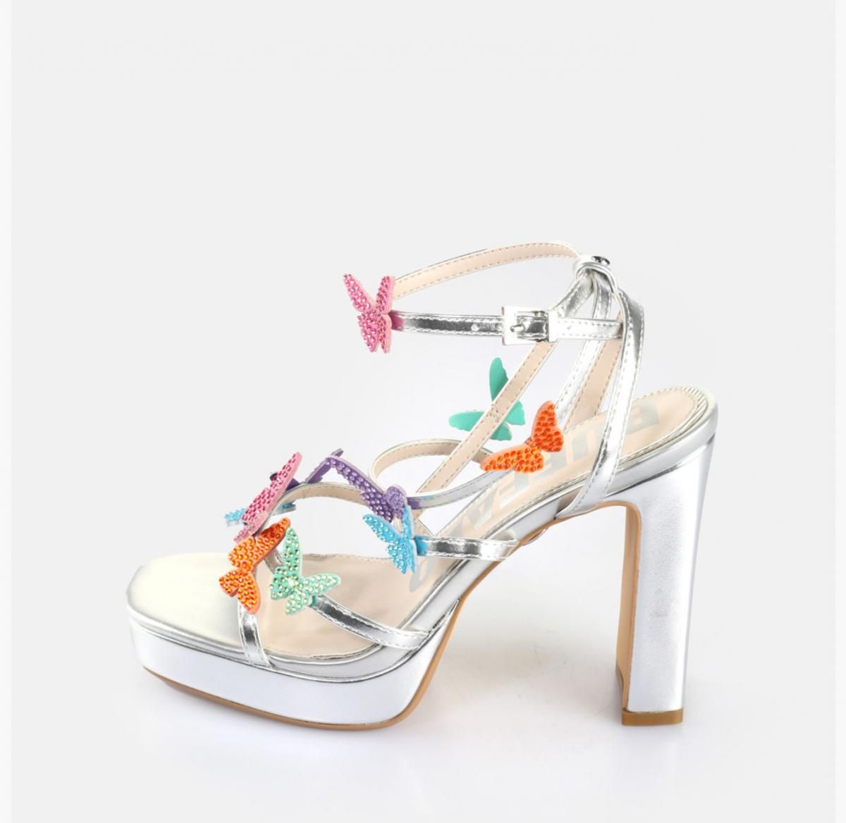 버팔로 글램 멀티컬러 버터플라이 스트랩 하이힐 샌들 02386574 SILBER/MULTICOLOR - 상품 이미지