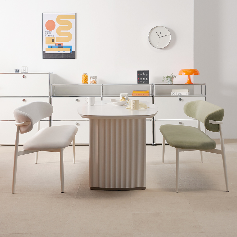 등받이 식탁벤치의자 다이닝체어 패브릭 긴 장의자 솔리브 오프화이트