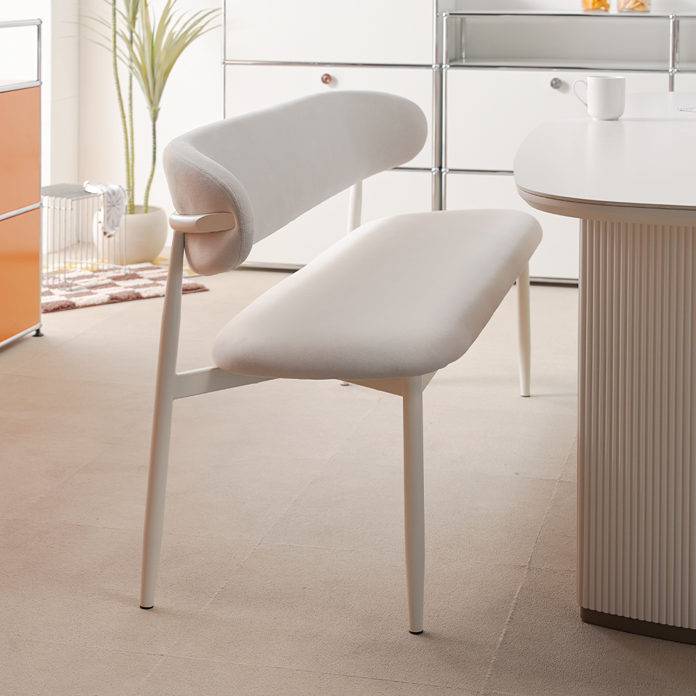 등받이 식탁벤치의자 다이닝체어 패브릭 긴 장의자 솔리브 오프화이트