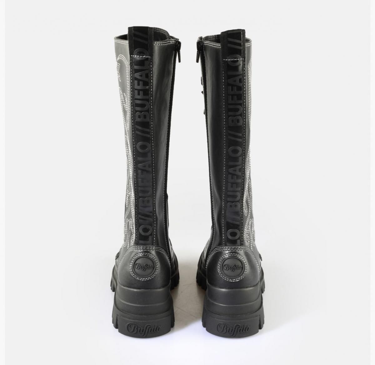 버팔로 웨스턴 테크니컬 비건 롱부츠 블랙 화이트 02386088 WEISS/SCHWARZ - 상세 이미지 5