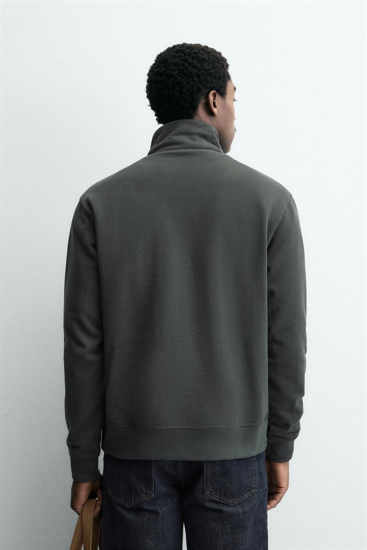 자라 베이직 테크니컬 쿼터집업 맨투맨 0761/311 ANTHRACITE GREY - 상세 이미지 4