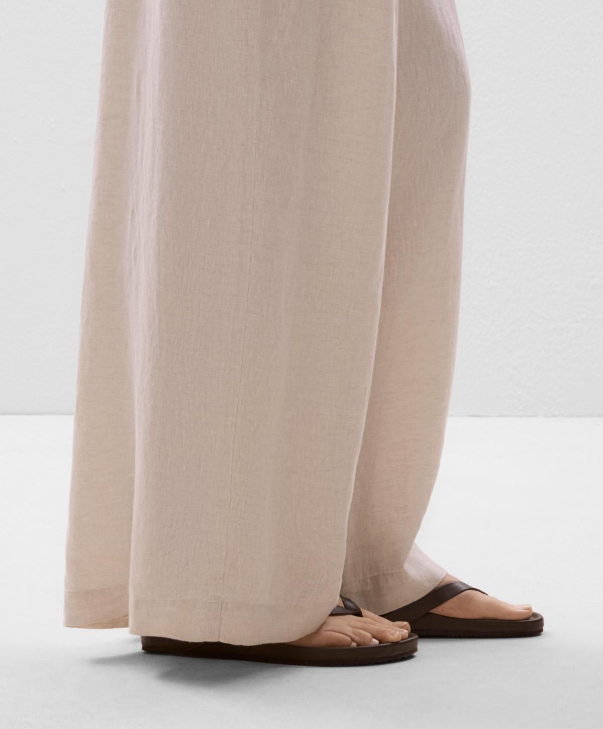 오이쇼 린넨 와이드핏 밴딩 팬츠 0334/047 SANDMELANGE - 상세 이미지 4