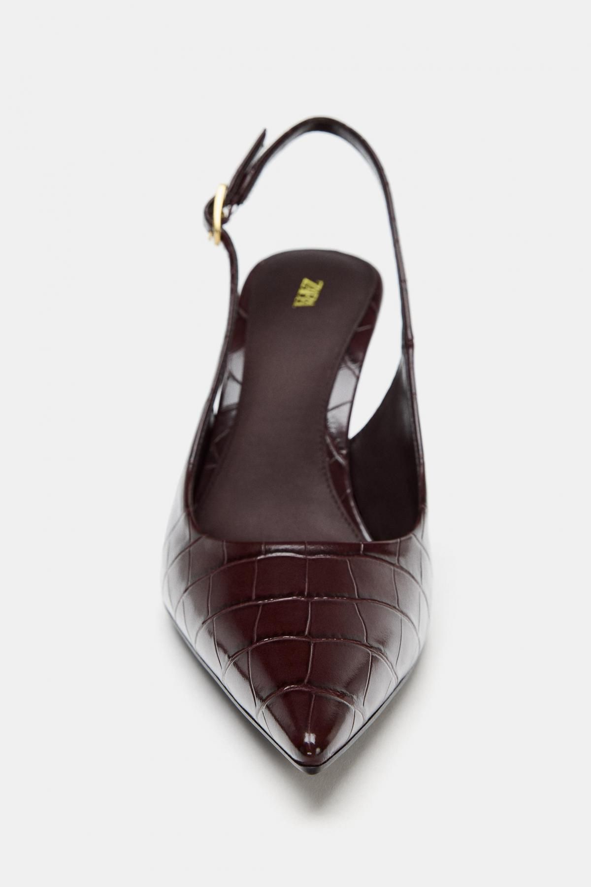 자라 크로커 테크니컬 슬링백 하이힐 슈즈 1223/710 BURGUNDY RED - 상세 이미지 5