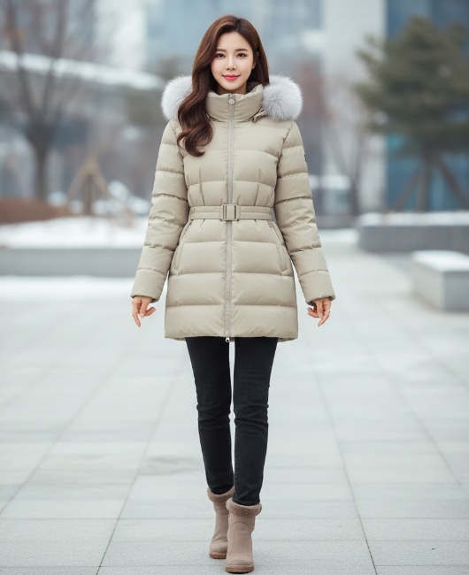 MILLET 밀레아웃도어 여성 겨울 블루폭스퍼 허리벨트 구스다운 패딩점퍼 - 상세 이미지 3