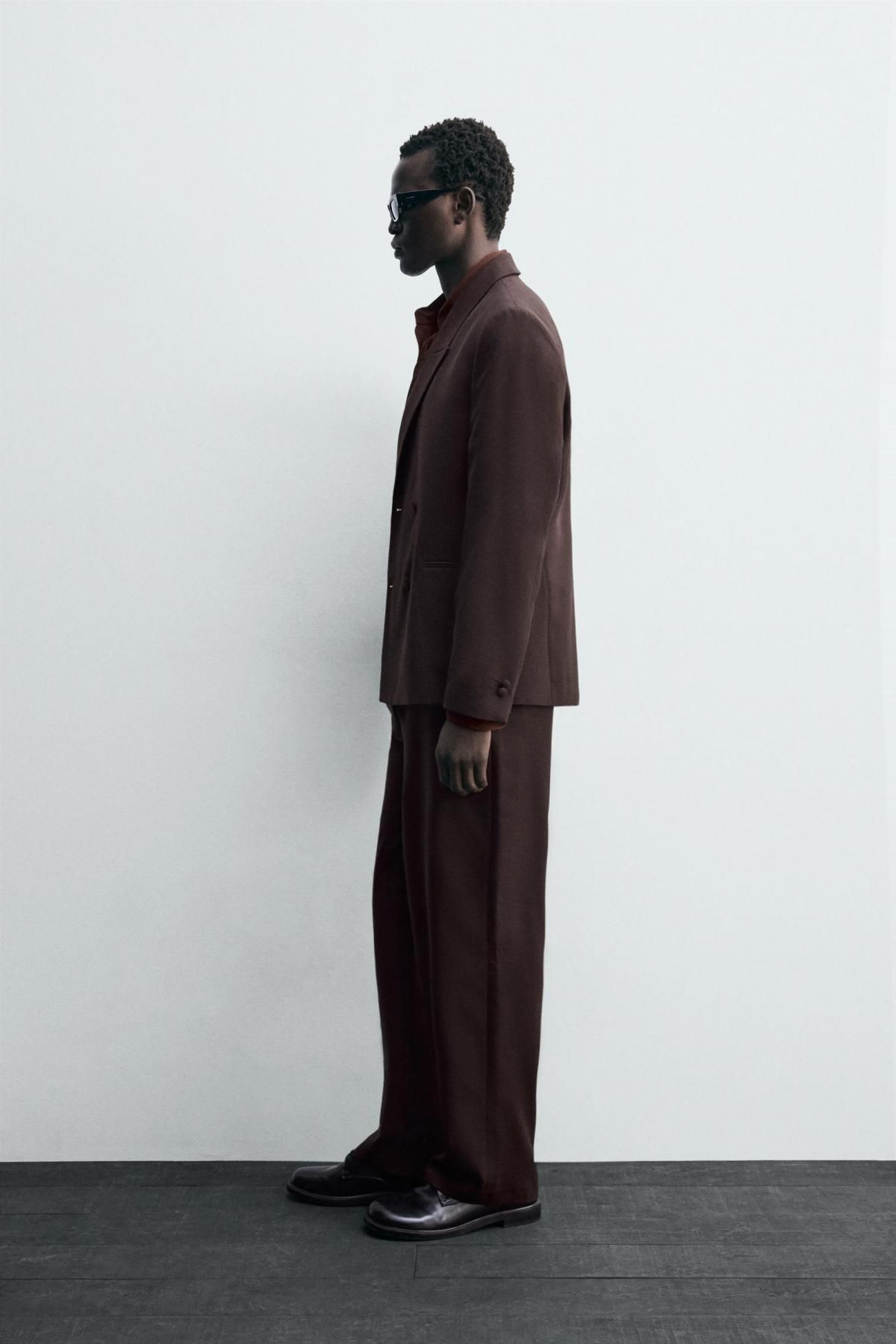 자라 테크니컬 울 스트레이트핏 정장 팬츠 0706/977 DARK BROWN - 상세 이미지 4