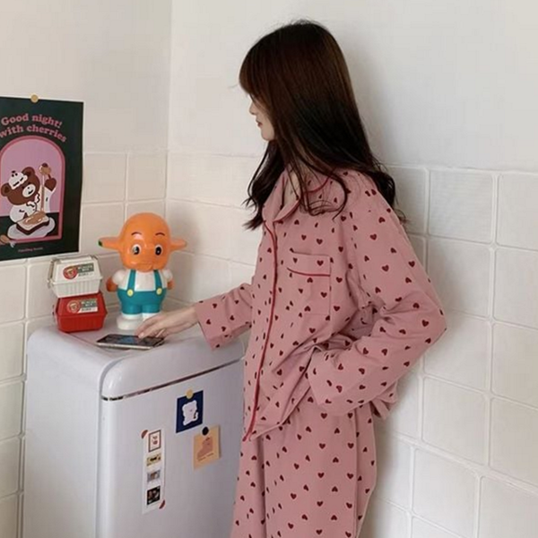 간절기 여자 긴 팔 잠옷 플리스 여성 긴 팔 잠옷 - 상품 이미지