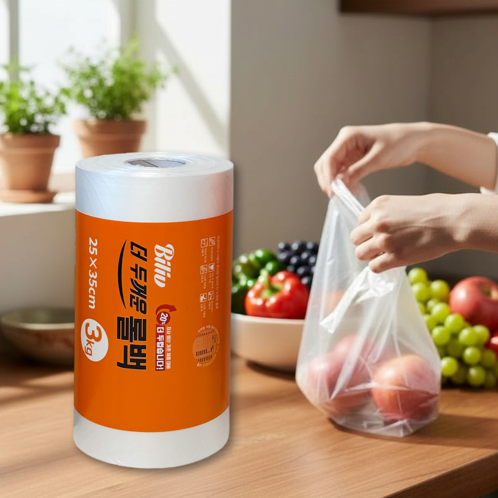 두꺼운 위생롤백 일회용 비닐봉투 25x35cm 대용량 업소용 롤팩 3kg - 상세 이미지 2