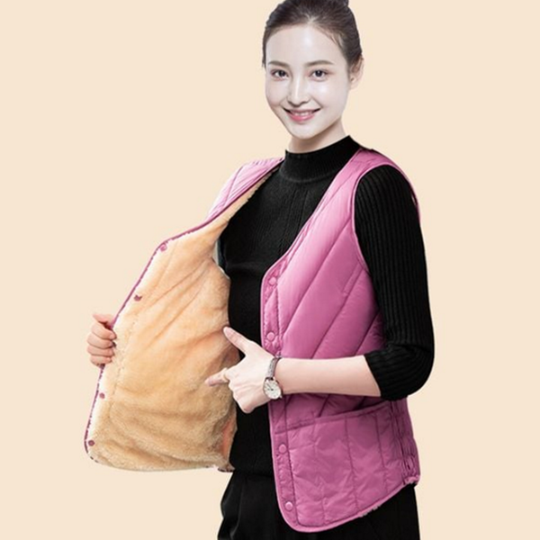 브이넥 여성 패딩 조끼 양털 여성 경량 조끼 베스트 겨울 - 메인 이미지