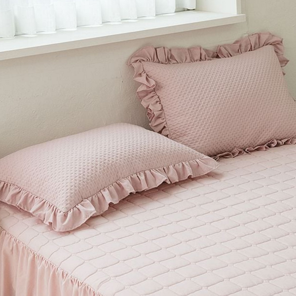 피치스킨 프릴 베개 커버 마이크로 누빔 베개 커버 인테리어 사계절