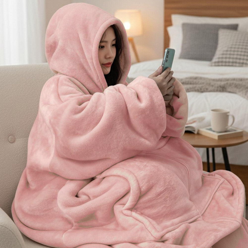 입는 담요 지퍼형 집순이 후드담요 입는이불 빅 후드 두꺼운 양털 캠핑 극세사 이불 밍크
