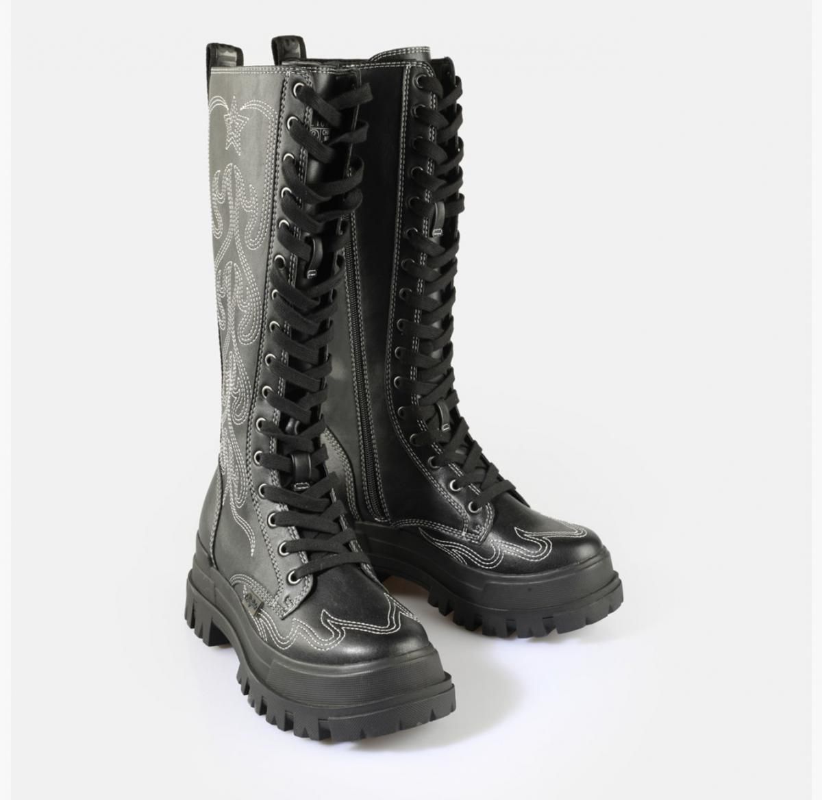 버팔로 웨스턴 테크니컬 비건 롱부츠 블랙 화이트 02386088 WEISS/SCHWARZ - 상세 이미지 3