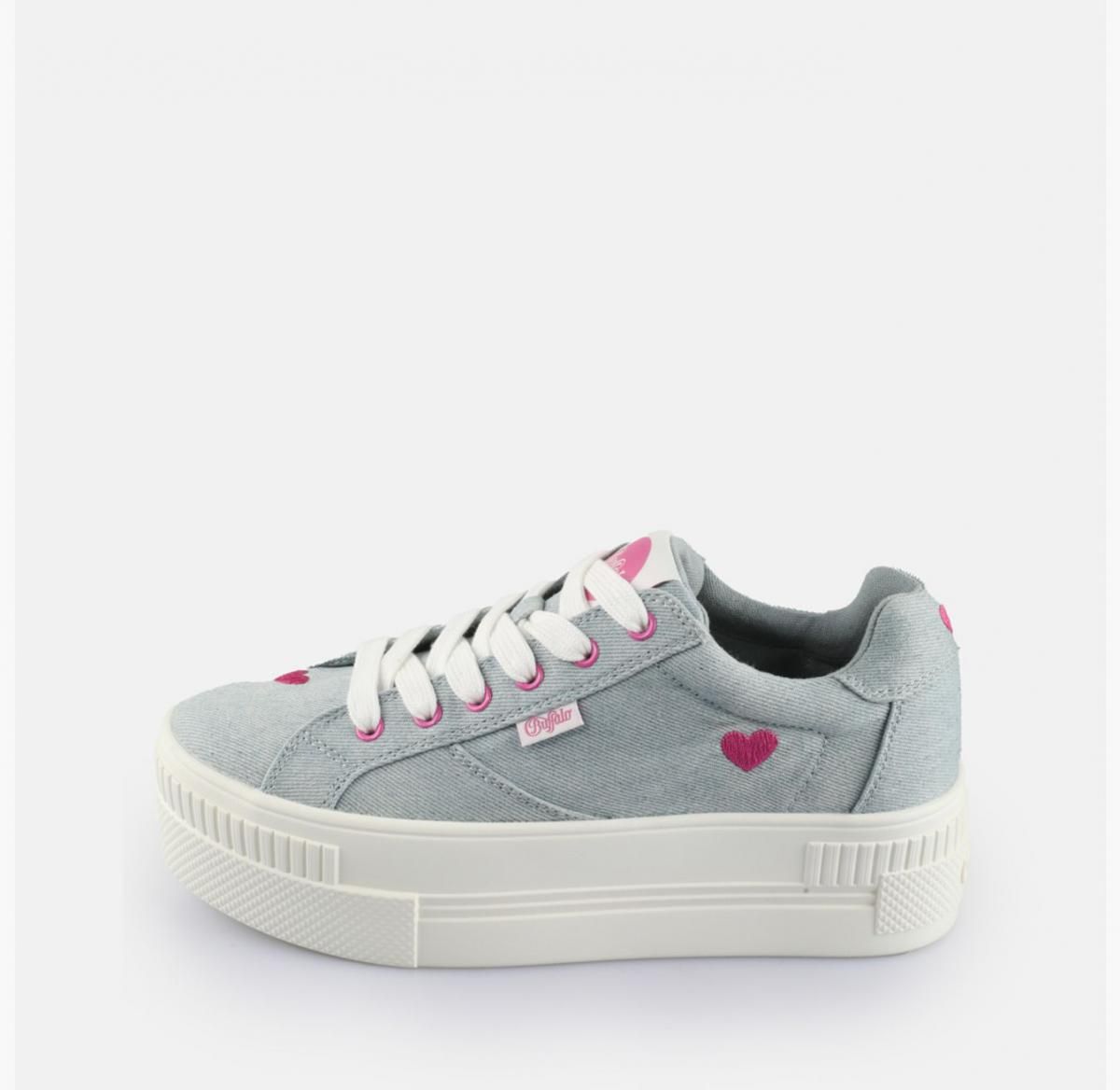 버팔로 플랫폼 캔버스 로우탑 스니커즈 하트자수 02386003 BLAU/ROSA - 상품 이미지