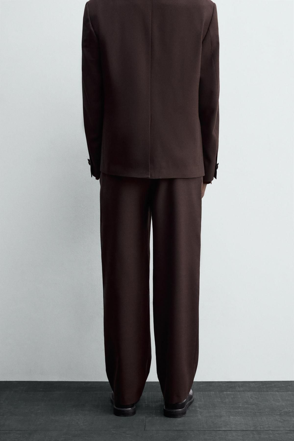 자라 테크니컬 울 스트레이트핏 정장 팬츠 0706/977 DARK BROWN - 상세 이미지 3