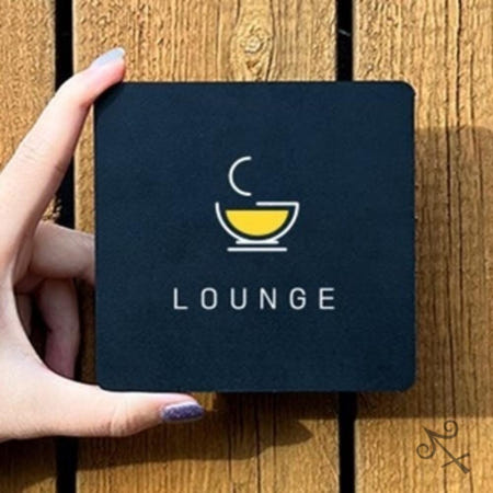 [컬레웨이브OEM]캔캔토토 LOUNGE 부착형 안내판 알림판 22x22cm 쉼터 안내사인 사무실 출입문표지