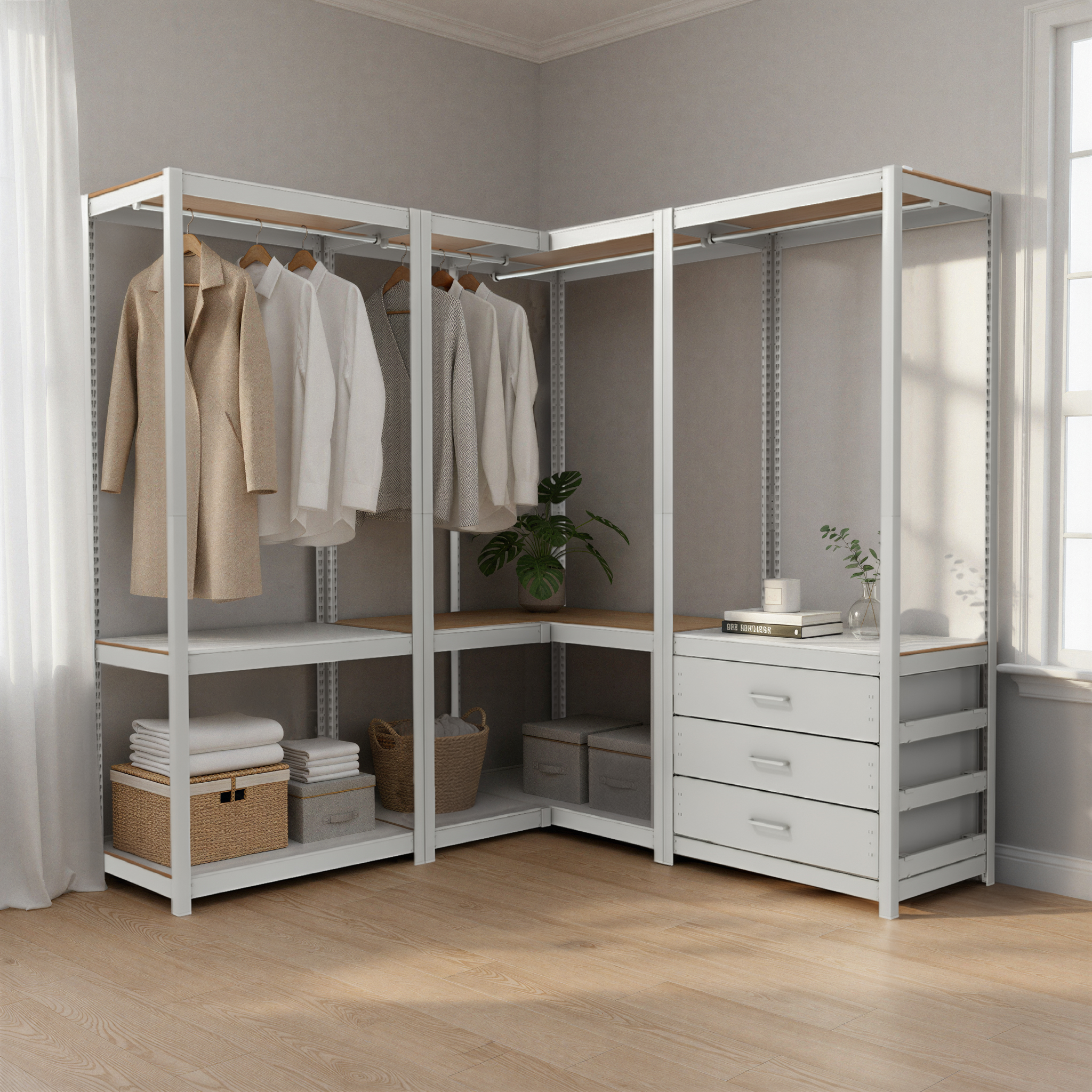 드레스룸 시스템옷장 수납장 서랍 시스템장 행거 옷방 홈던트하우스 코너 2800 C세트