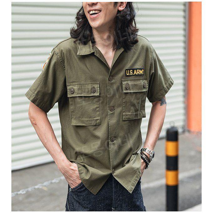 브론슨 논스탁 NON STOCK OG-107 반팔 셔츠 베트남 전쟁 MAVC ARVN 녹색 육군 녹색 S - 상세 이미지 5