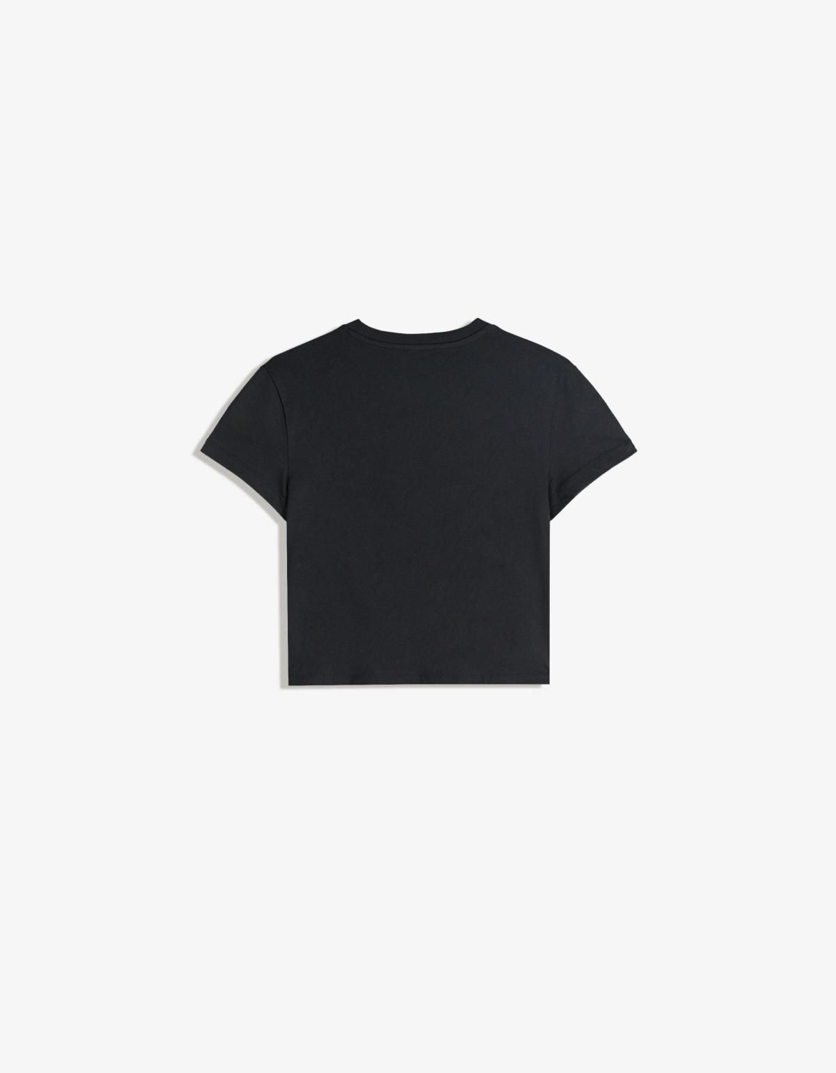 버쉬카 크롭 반팔 티셔츠 라인스톤 프린트 블랙 0853/169 DARK GREY - 상세 이미지 2