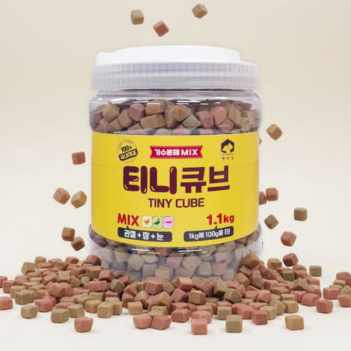 펫러닝 티니큐브 강아지가수분해간식 저칼로리 강아지다이어트간식 1.1kg 믹스