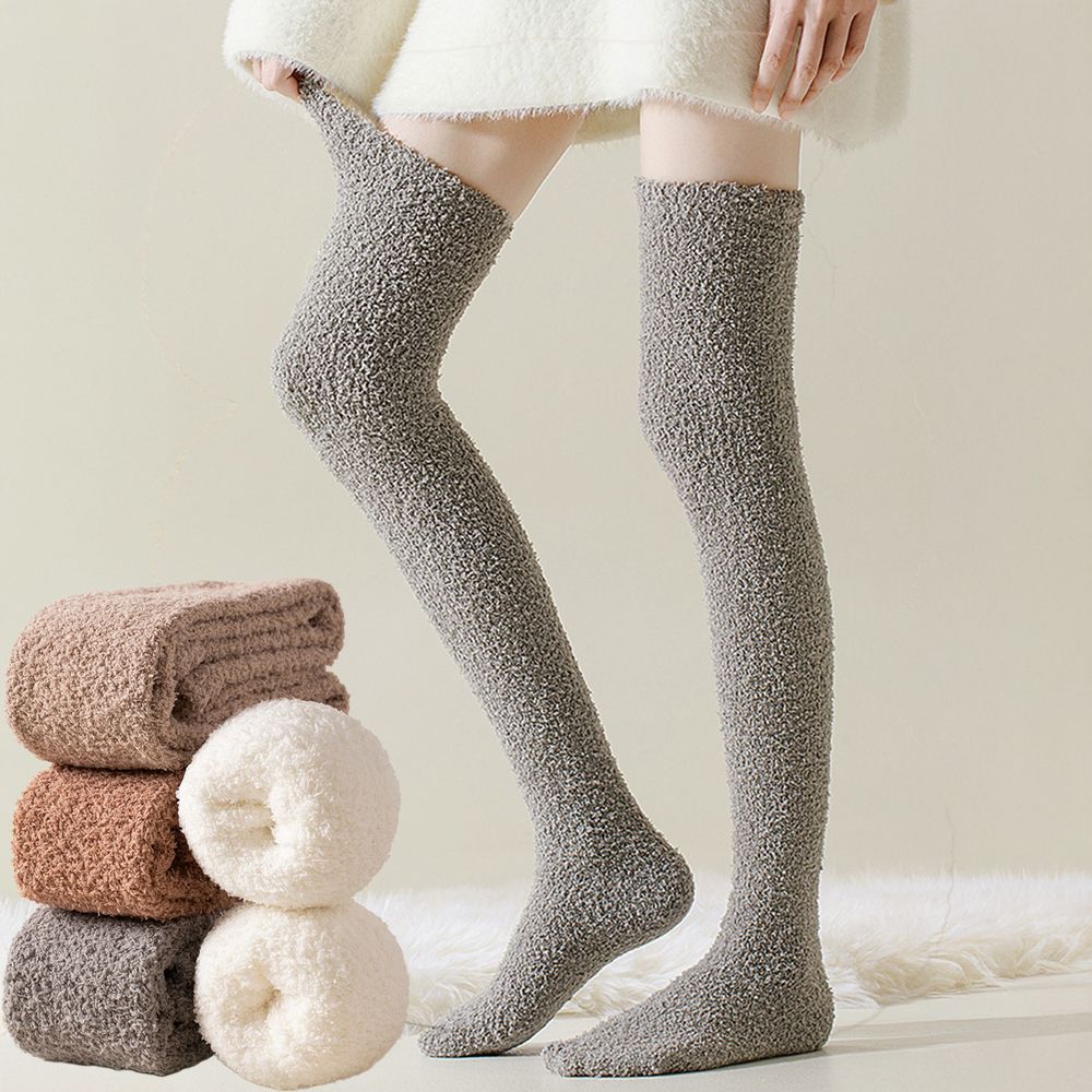 롱 수면 양말 겨울 극세사 기모 보온 털 임산부 수족냉증 산모 무릅 커플 산후 선물 - 상품 이미지