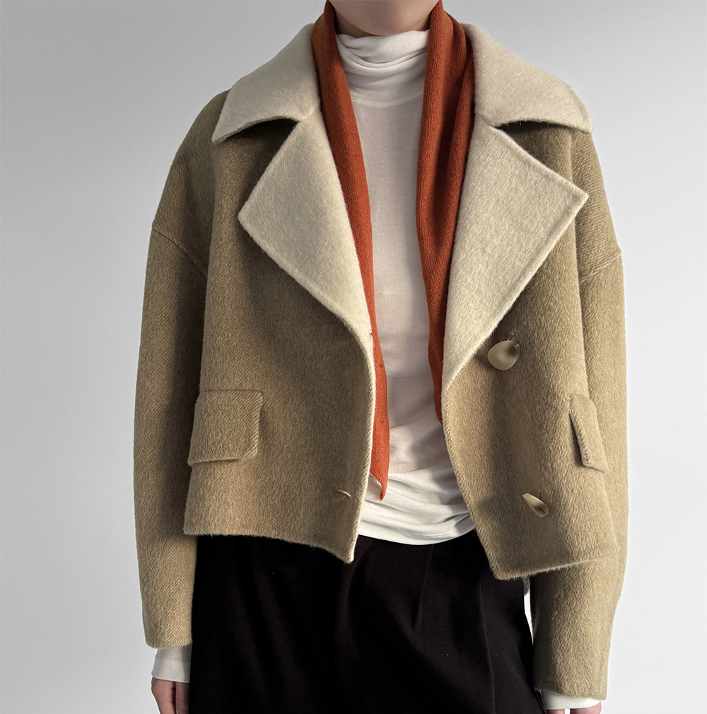 울 언발란스 셔츠 스타일 핸드메이드 자켓