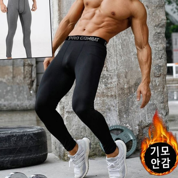 트레이닝 남성 기모 레깅스 압박 남성 스포츠 레깅스 운동 하의 - 상품 이미지